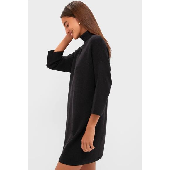 NWOT Pomander Place Noir Vivianne Sweater Dress Black Shimmer Turtleneck Cozy - Picture 12 of 16